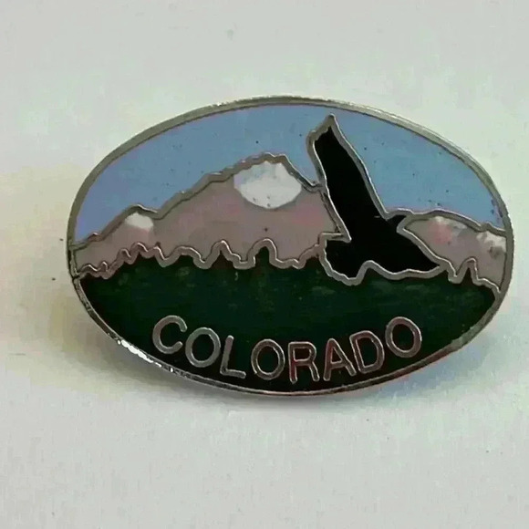 Vintage Jewelry - Vintage Collectible Colorado Eagle Color Metal Pin Back